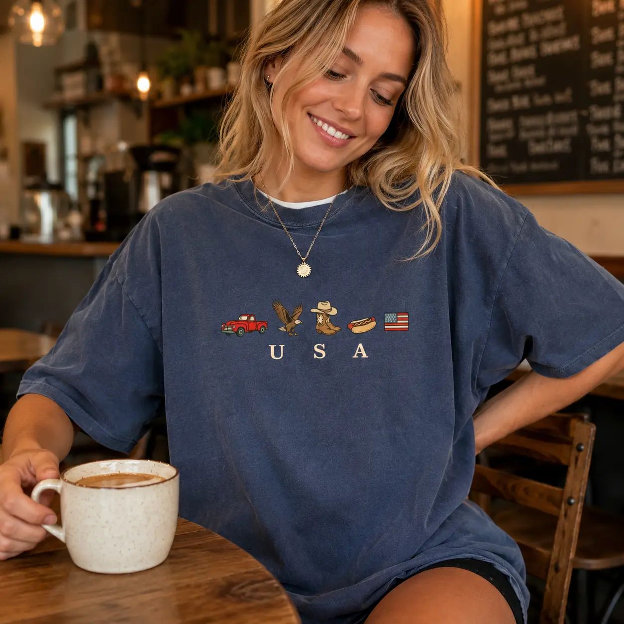 USA Icons Graphic T-Shirt, Vintage American Country Tee, Patriotic Oversized Shirt/Sweatshirt/Hoodie