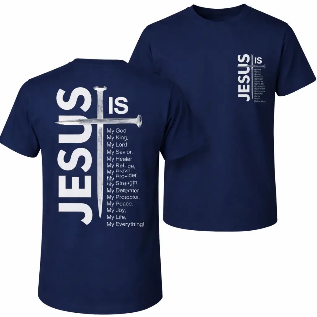 Men's Pure Cotton Short-Sleeve Graphic T-Shirt - Jesus and The Cross Print