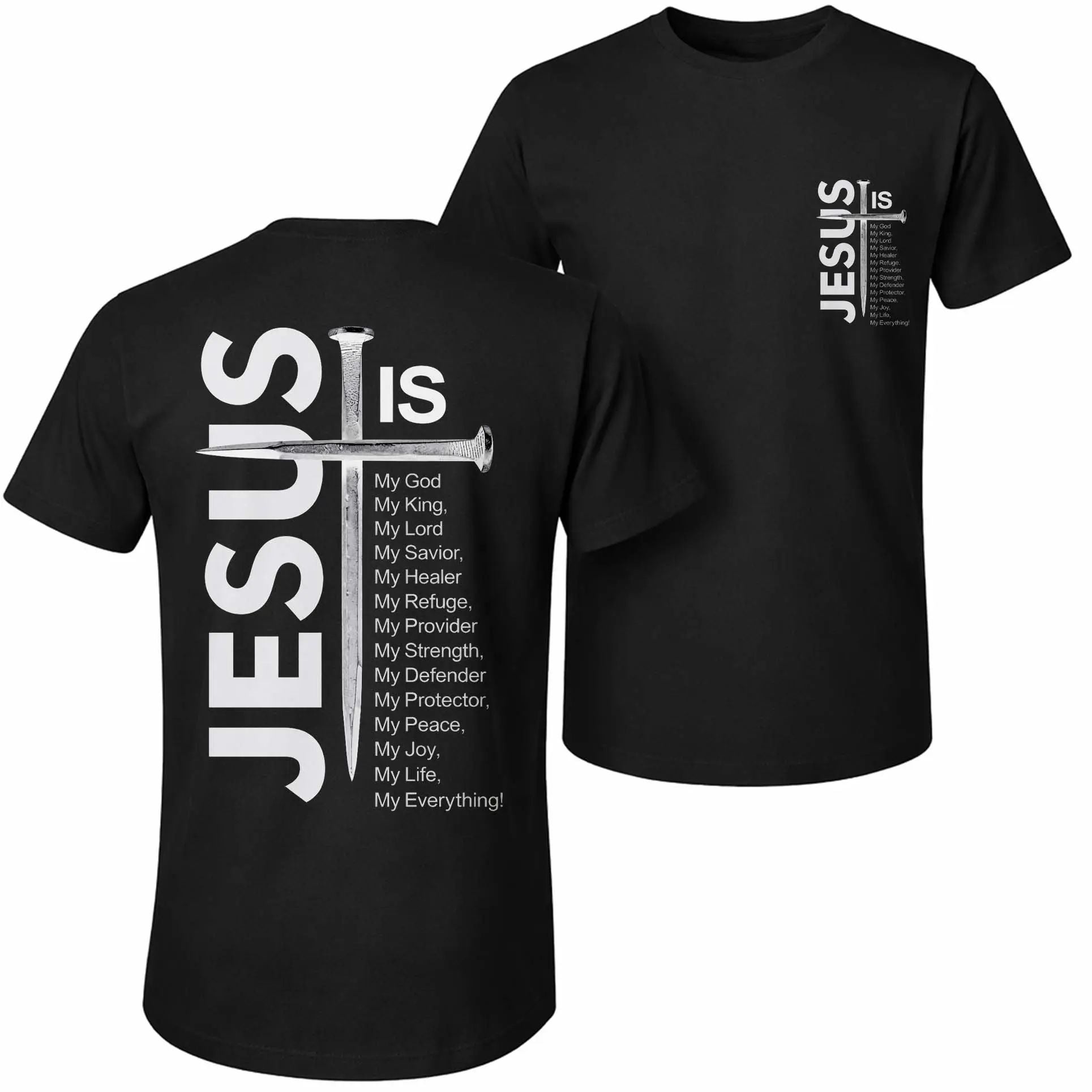 Men's Pure Cotton Short-Sleeve Graphic T-Shirt - Jesus and The Cross Print