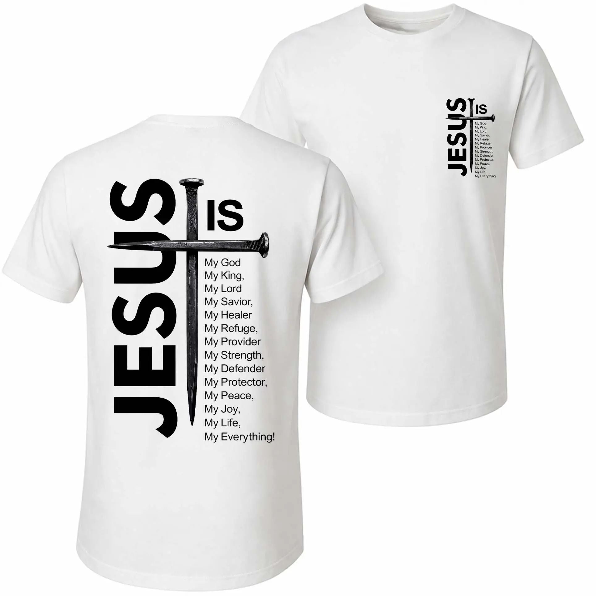 Men's Pure Cotton Short-Sleeve Graphic T-Shirt - Jesus and The Cross Print