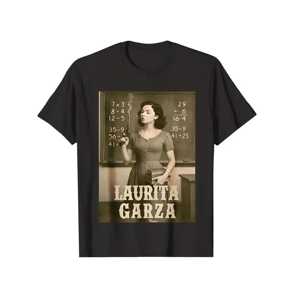 Laurita Garza Vintage Teacher Smoking Math Classroom Print cotton T-shirt