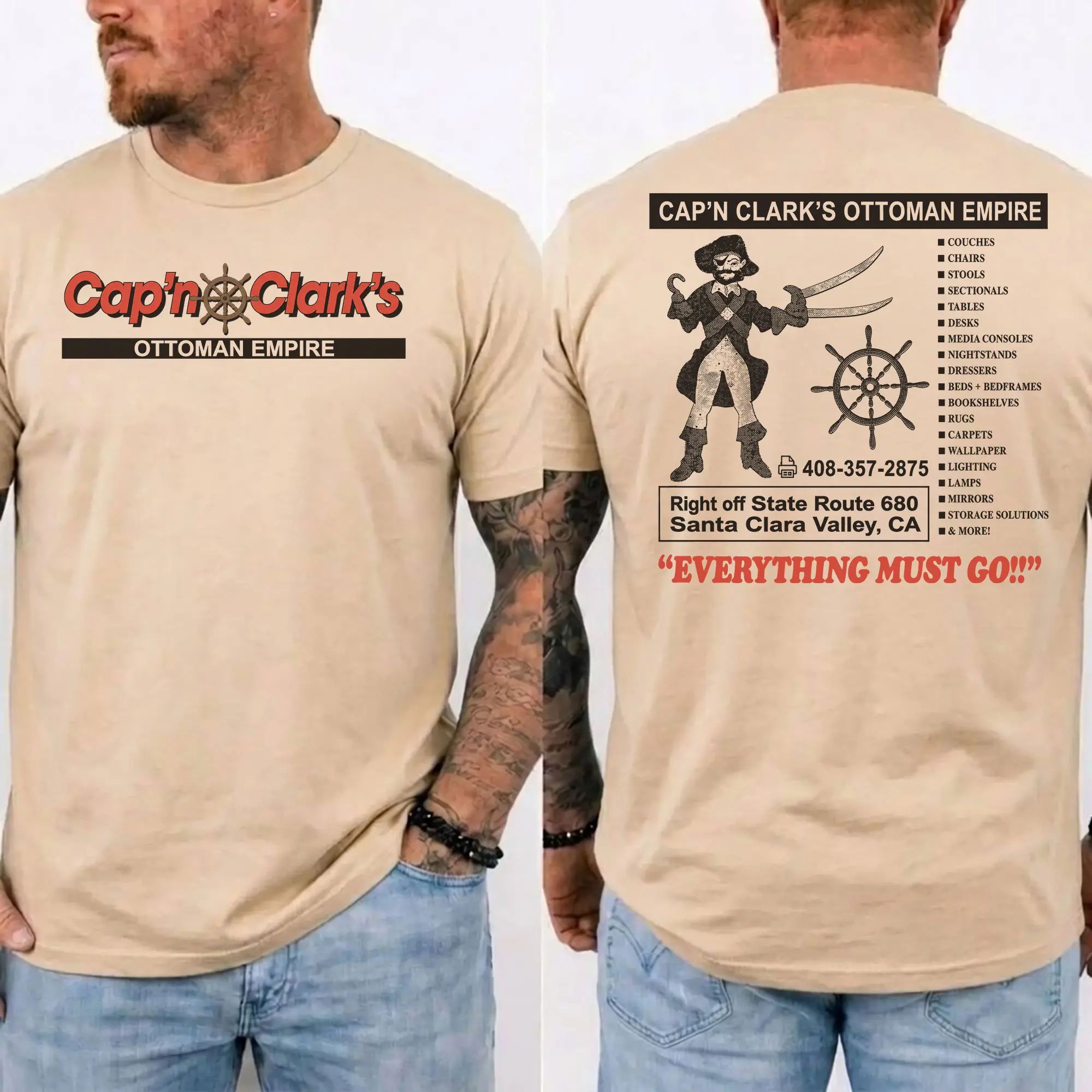Retro Cap’n Clark’s Ottoman Empire Shirt, Vintage Furniture Store Graphic Tee