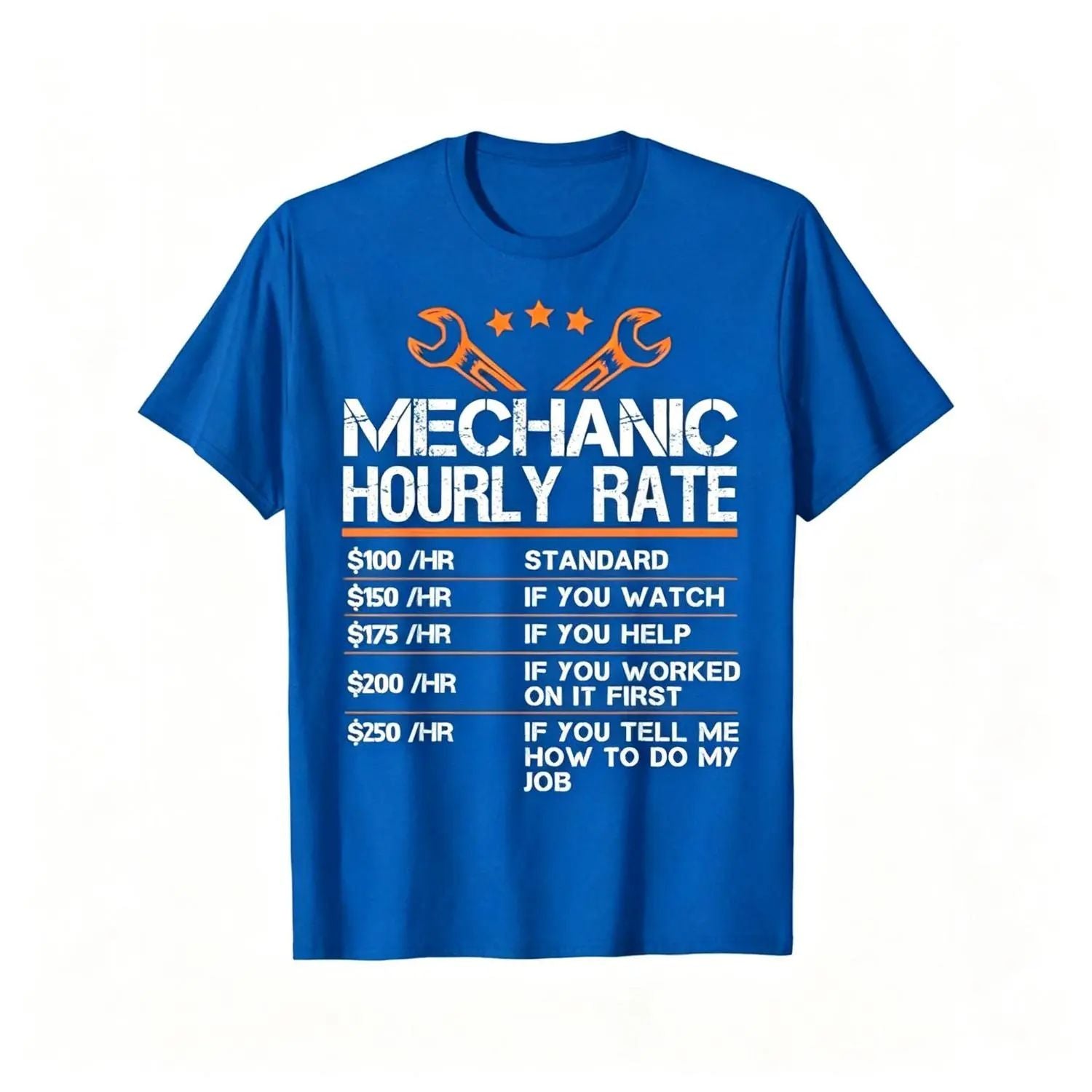 Summer t Shirts Funny Mechanic Hourly Rate Auto Repair Mechanic Labor Rates T-Shirt