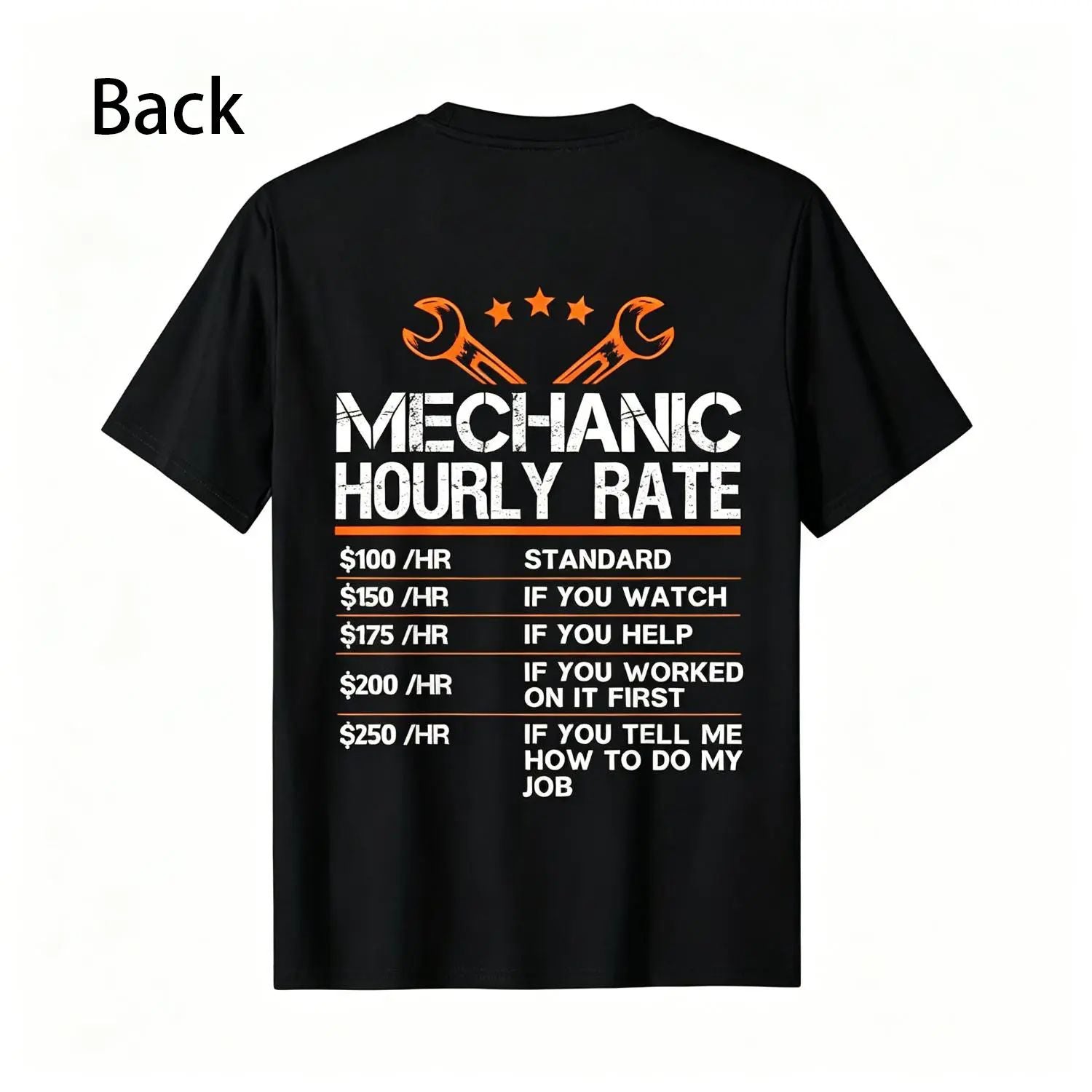 Summer t Shirts Funny Mechanic Hourly Rate Auto Repair Mechanic Labor Rates T-Shirt