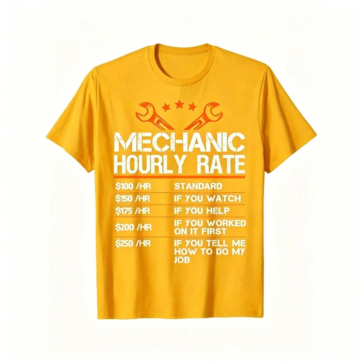 Summer t Shirts Funny Mechanic Hourly Rate Auto Repair Mechanic Labor Rates T-Shirt