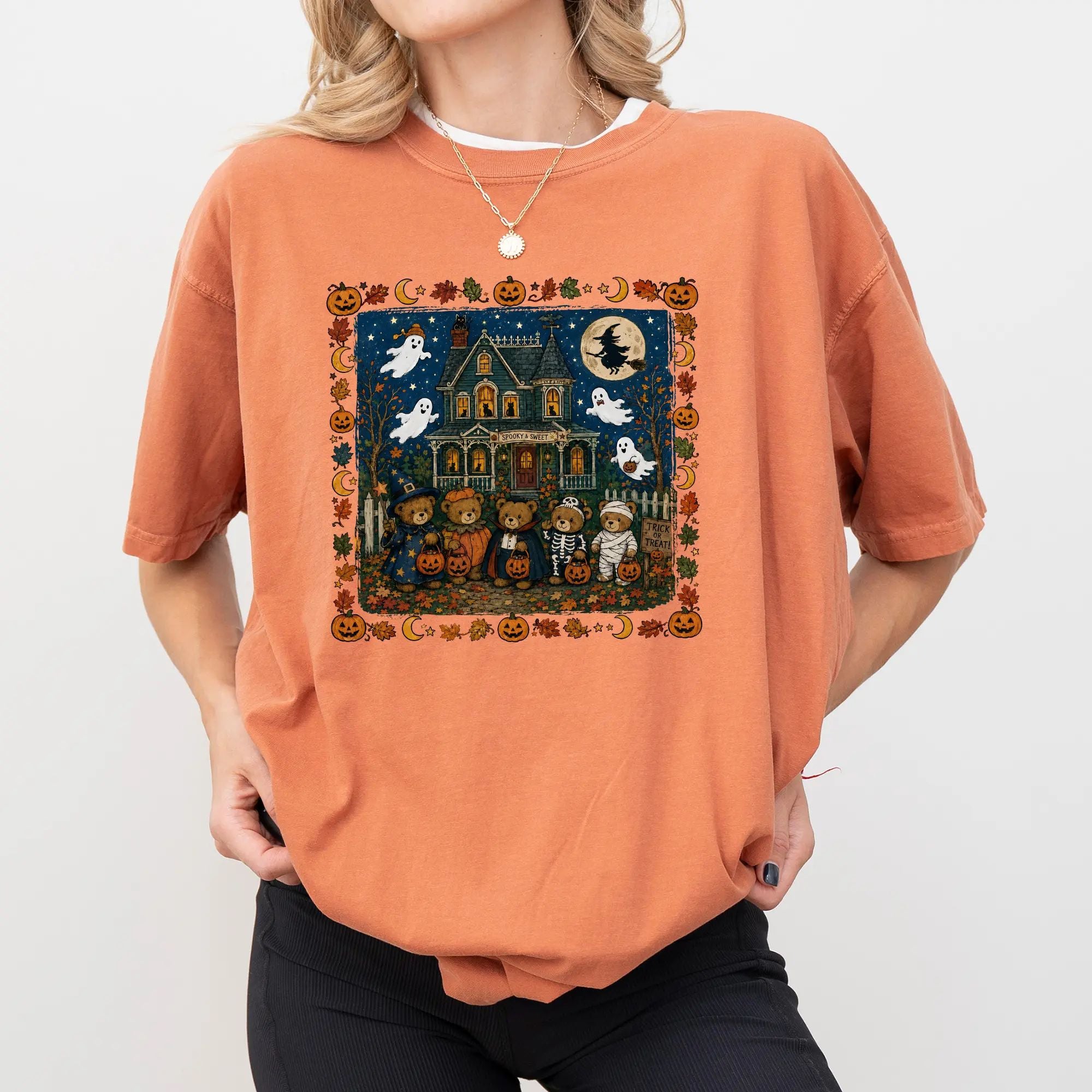 Comfort Colors® Vintage 90s "Trick or Treat Bears" Halloween T-Shirt – Retro Spooky Teddy Bear Graphic Tee