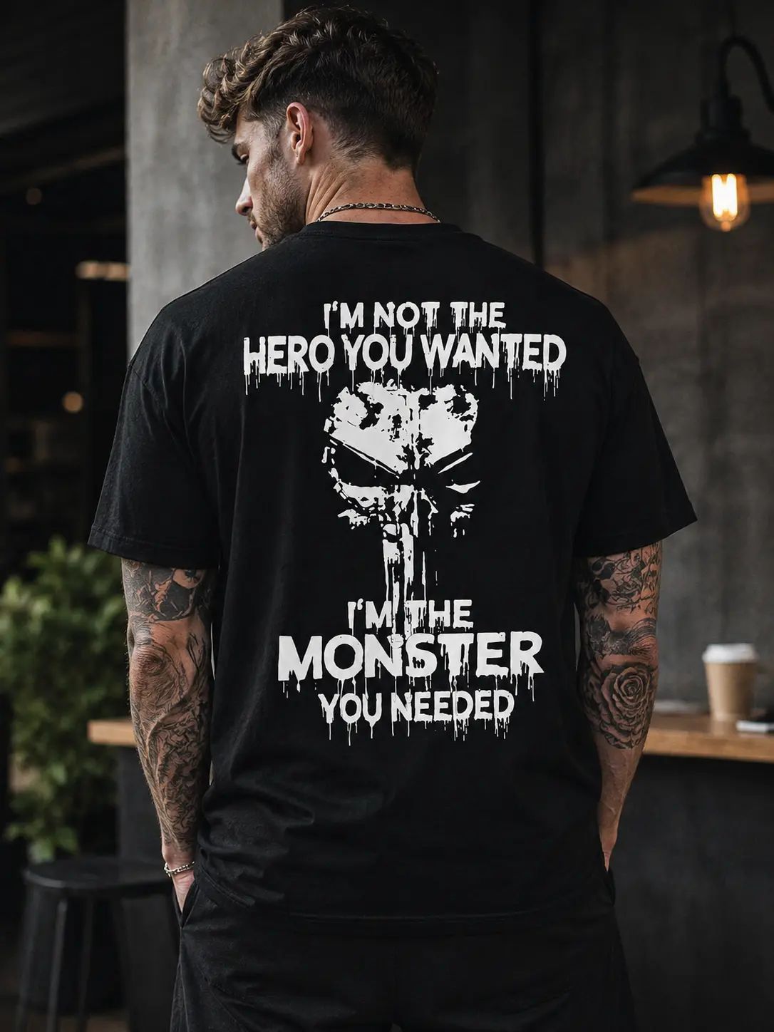 I'm Not The Hero You Wanted I'm The Monster You Needed Skull Print Men's T-Shirt
