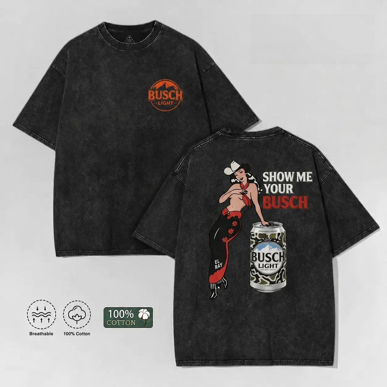 100% Cotton Pin Up Cowgirl Drinking Graphic Tee Y2K Dive Bar Aesthetic Summer Streetwear Washed Black
