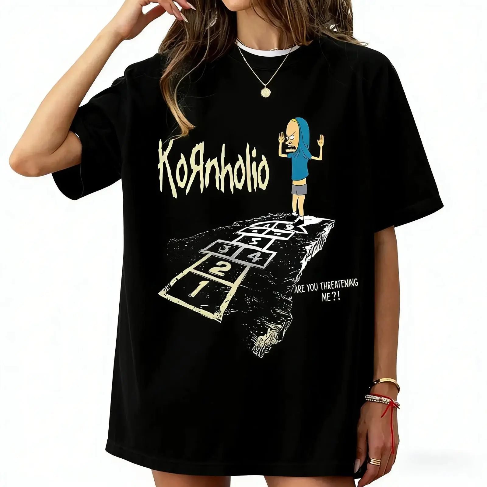 Vintage Kornholio Graphic T-Shirt, Retro Edgy Streetwear for Fans of 90s Cartoons