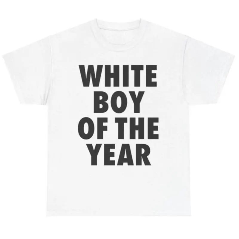 Men's "White Boy Of The Year" Round Neck Short Sleeve Cotton Funny Viral Meme T-Shirt