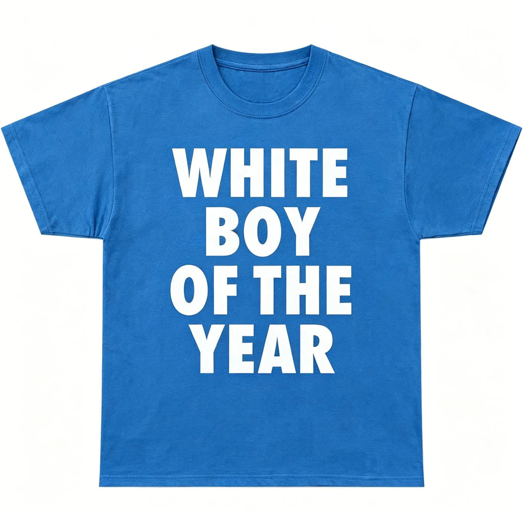 Men's "White Boy Of The Year" Round Neck Short Sleeve Cotton Funny Viral Meme T-Shirt