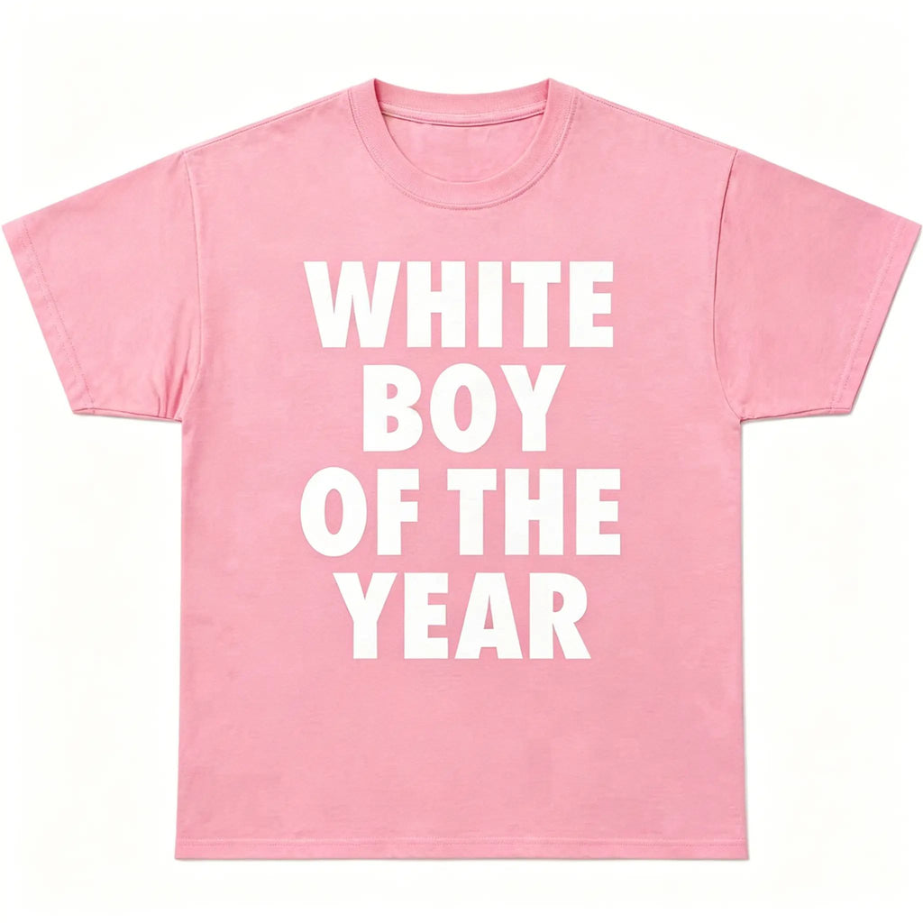 Men's "White Boy Of The Year" Round Neck Short Sleeve Cotton Funny Viral Meme T-Shirt