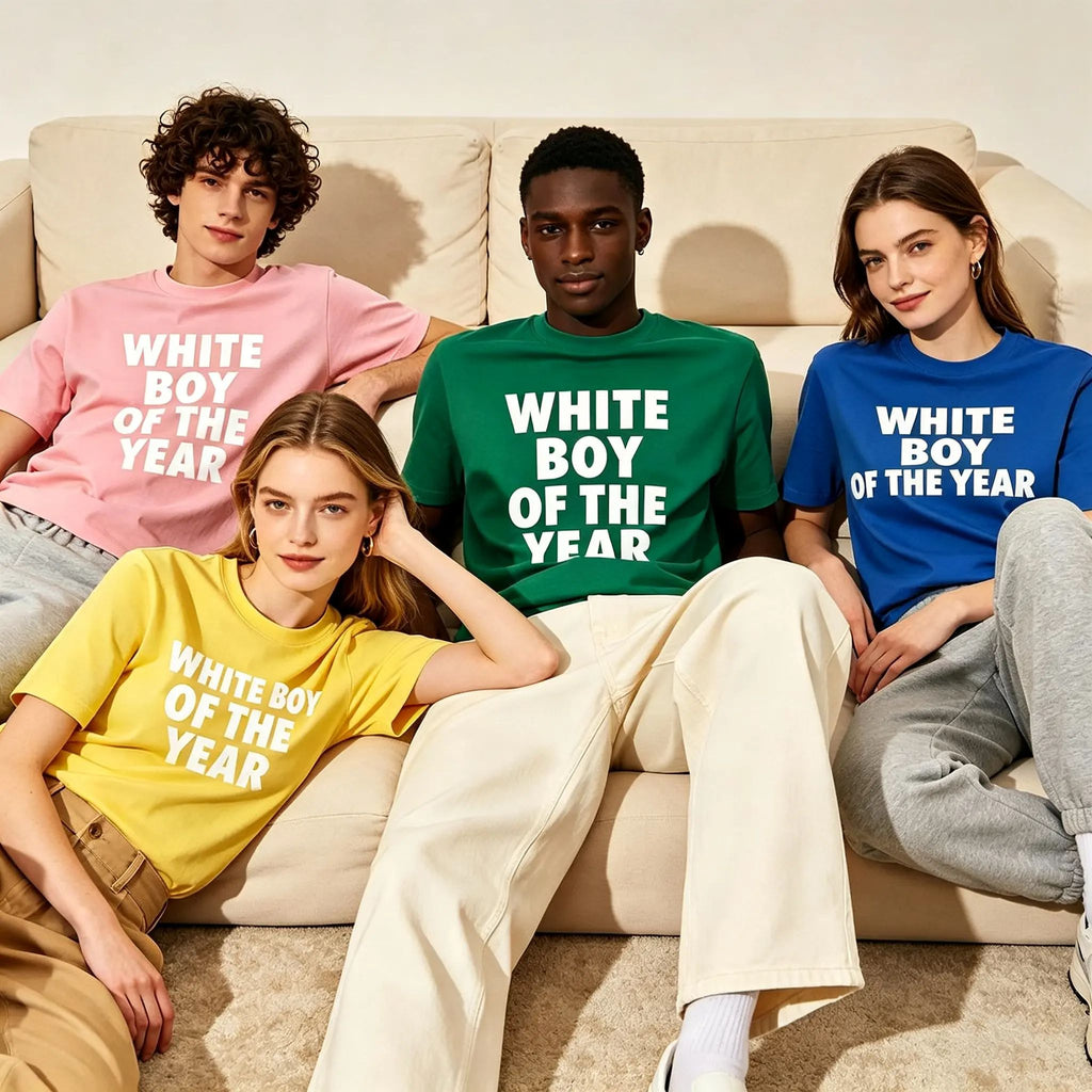 Men's "White Boy Of The Year" Round Neck Short Sleeve Cotton Funny Viral Meme T-Shirt