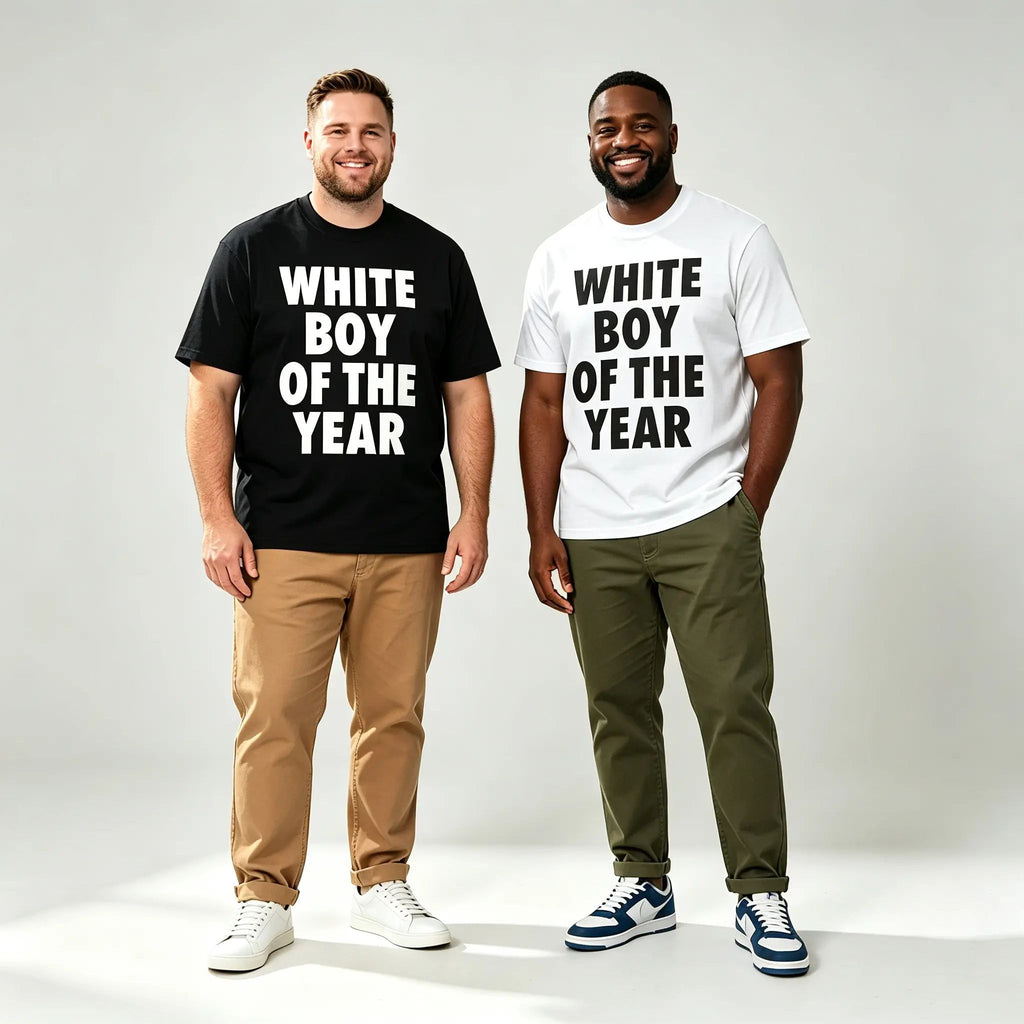 Men's "White Boy Of The Year" Round Neck Short Sleeve Cotton Funny Viral Meme T-Shirt