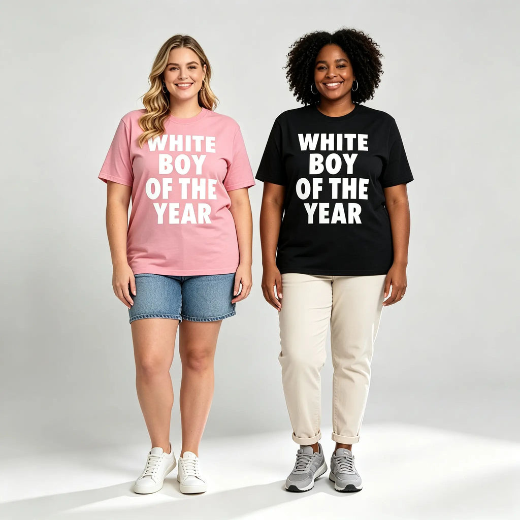 Men's "White Boy Of The Year" Round Neck Short Sleeve Cotton Funny Viral Meme T-Shirt