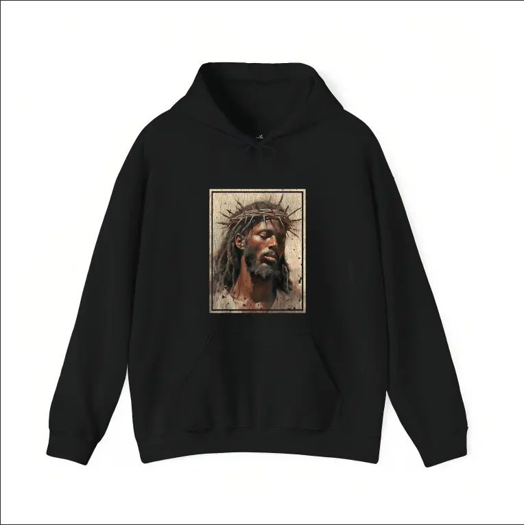 Black Jesus Shirt Face Of Jesus Cross With Crown Of Thorns T-Shirt