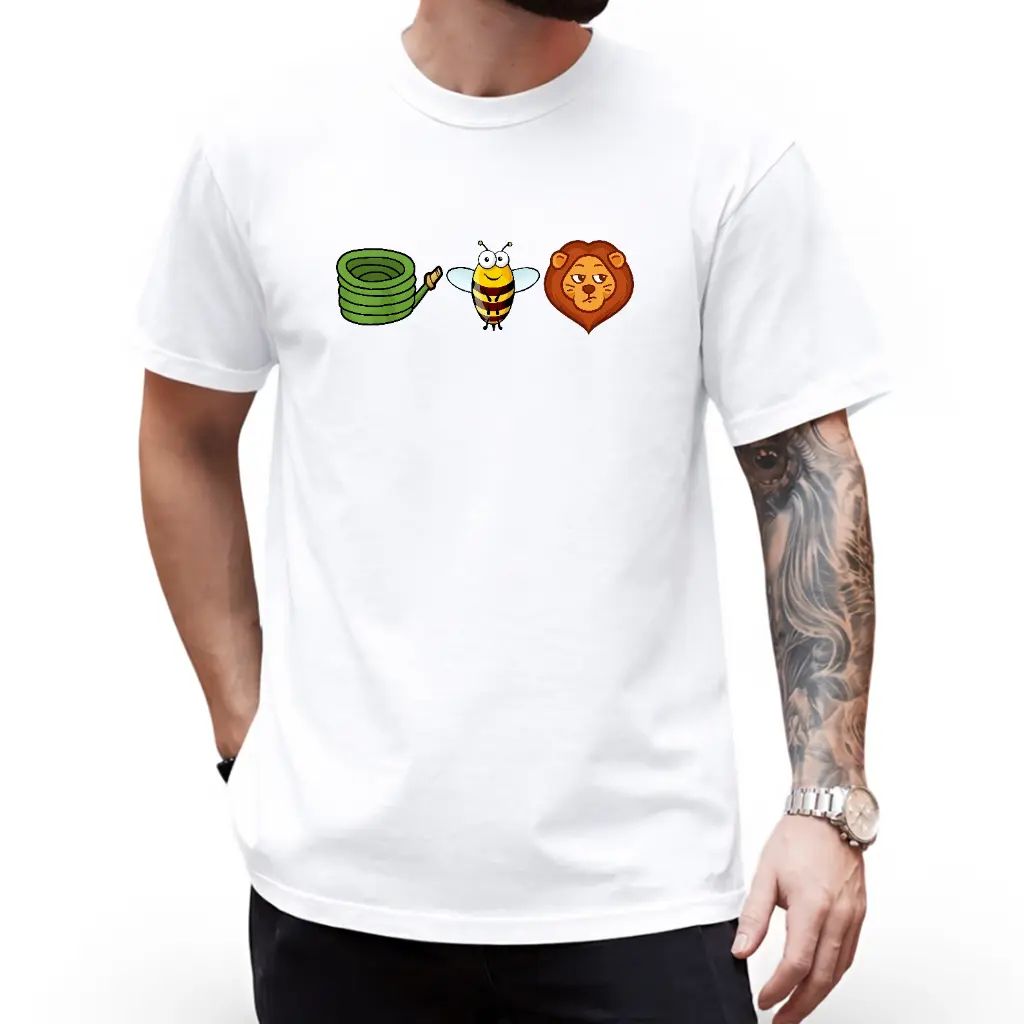 Hose Bee Lion Mens T Shirts Cotton Short Sleeve T-Shirt Crew Neck Tees Casual Shirt