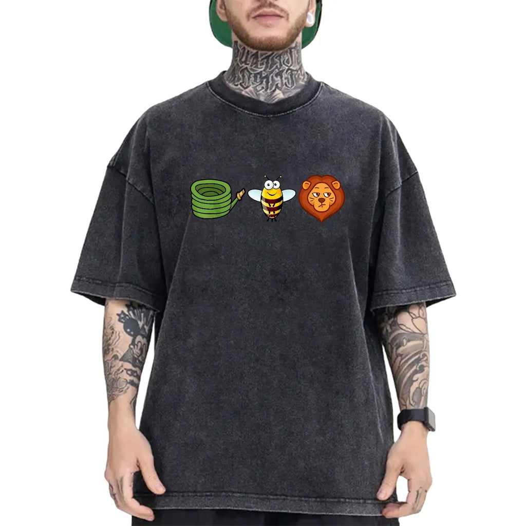 Hose Bee Lion Mens T Shirts Cotton Short Sleeve T-Shirt Crew Neck Tees Casual Shirt