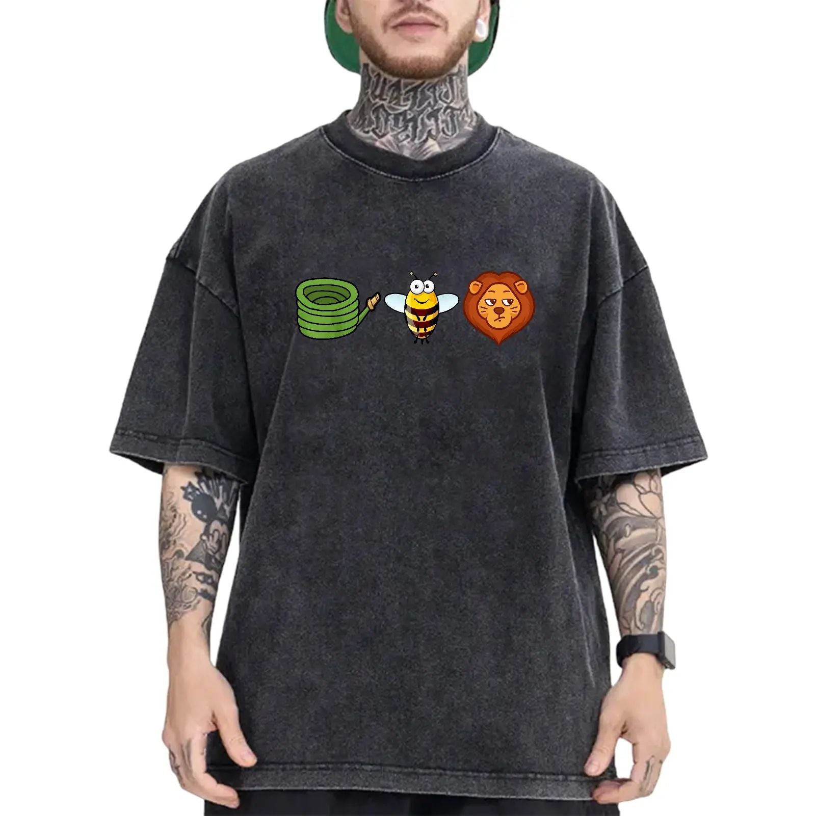 Hose Bee Lion Mens T Shirts Cotton Short Sleeve T-Shirt Crew Neck Tees Casual Shirt