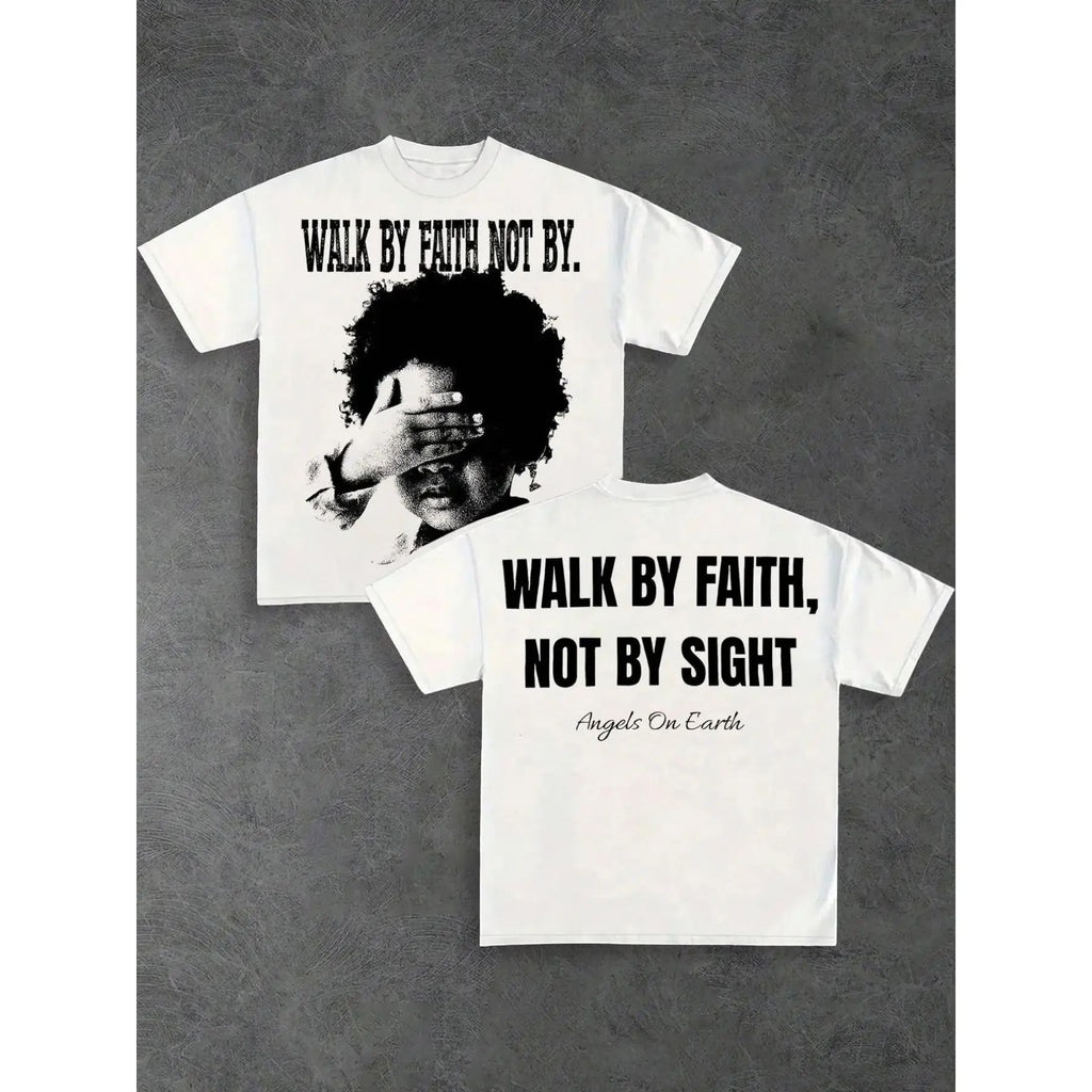 Streetwear Graphic Tee with Bible Verse & Child Portrait Print