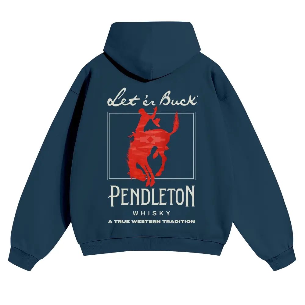Unisex Western Graphic Pullover Hoodie, Men's Long Sleeve Let 'Er Buck Rodeo Sweatshirt
