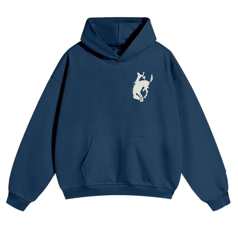 Unisex Western Graphic Pullover Hoodie, Men's Long Sleeve Let 'Er Buck Rodeo Sweatshirt