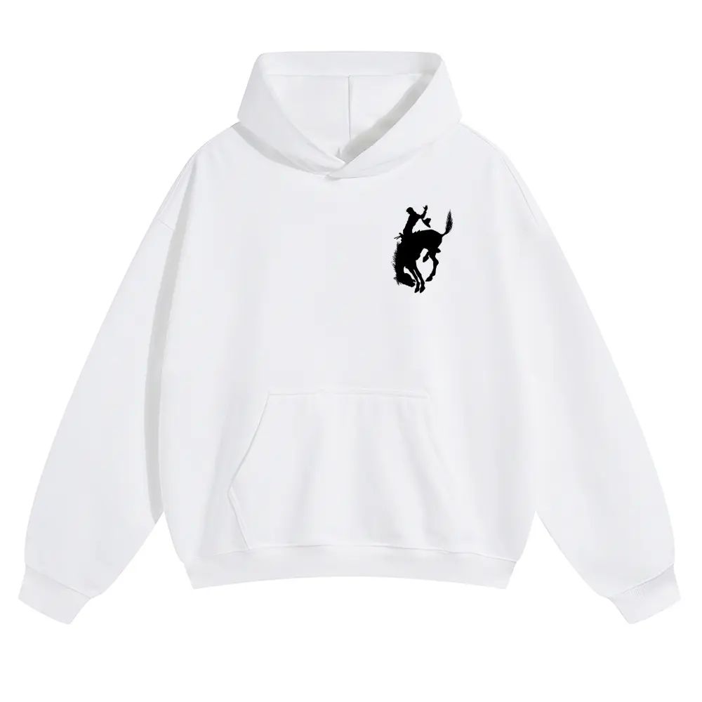 Unisex Western Graphic Pullover Hoodie, Men's Long Sleeve Let 'Er Buck Rodeo Sweatshirt