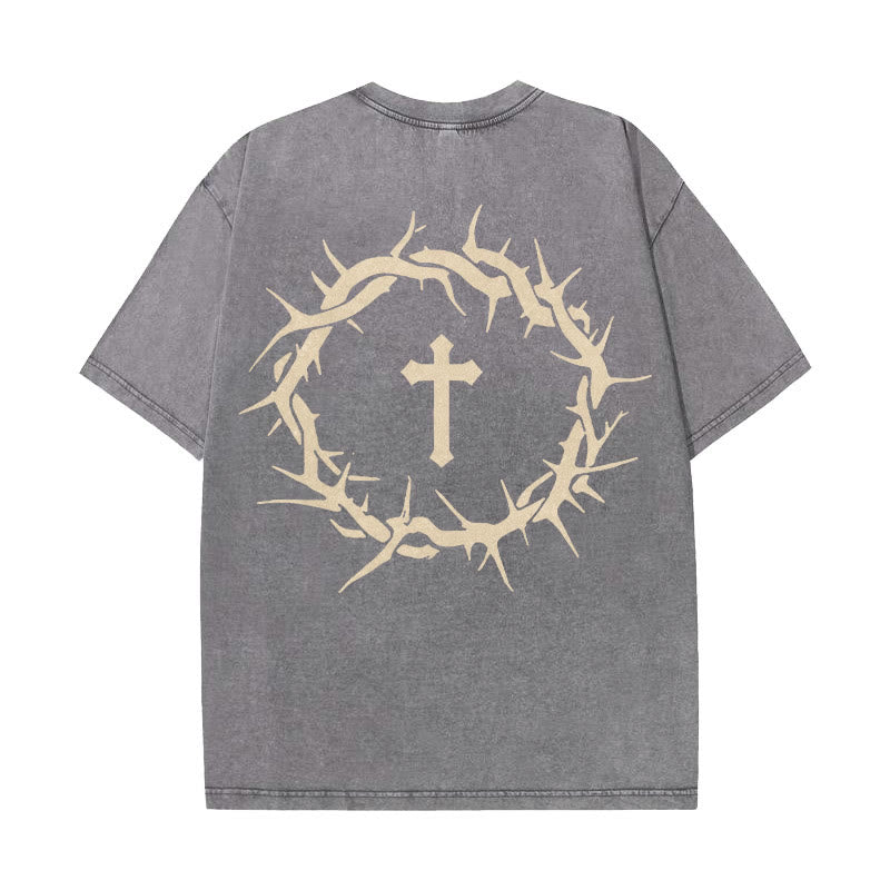 Faith Over Fear Thorn Cross Unisex Washed T-Shirt