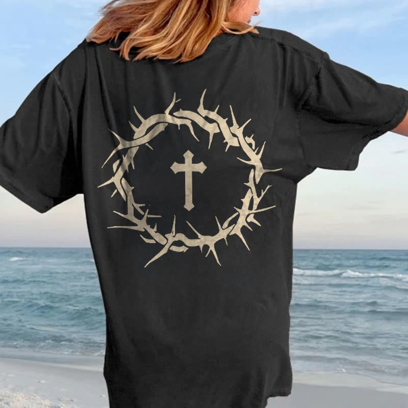 Faith Over Fear Thorn Cross Unisex Washed T-Shirt