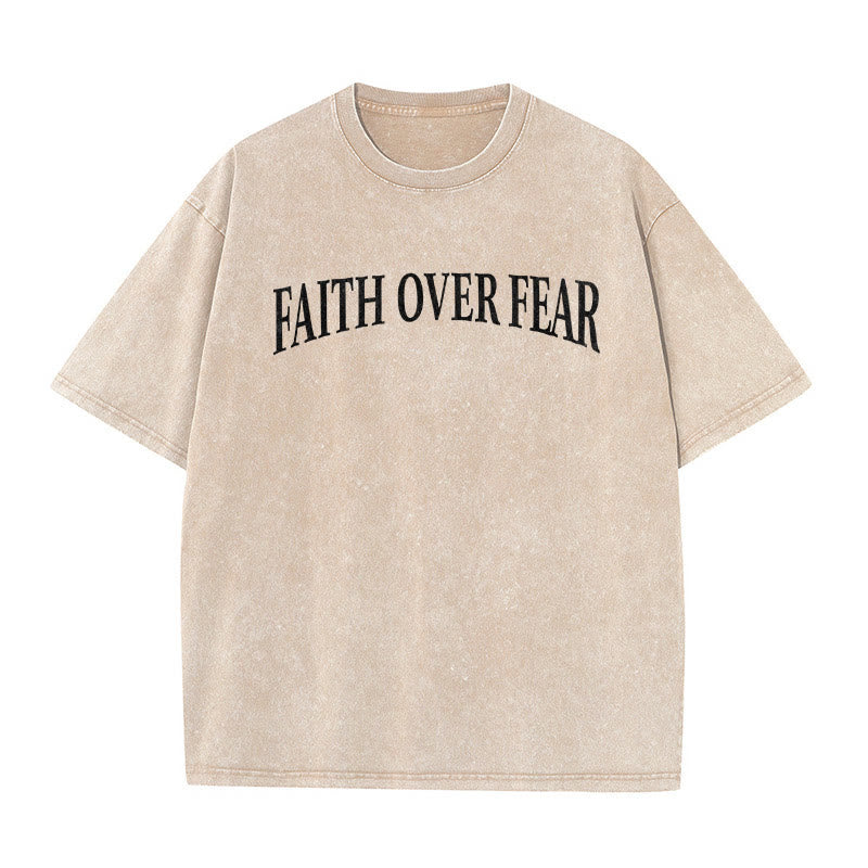 Faith Over Fear Thorn Cross Unisex Washed T-Shirt