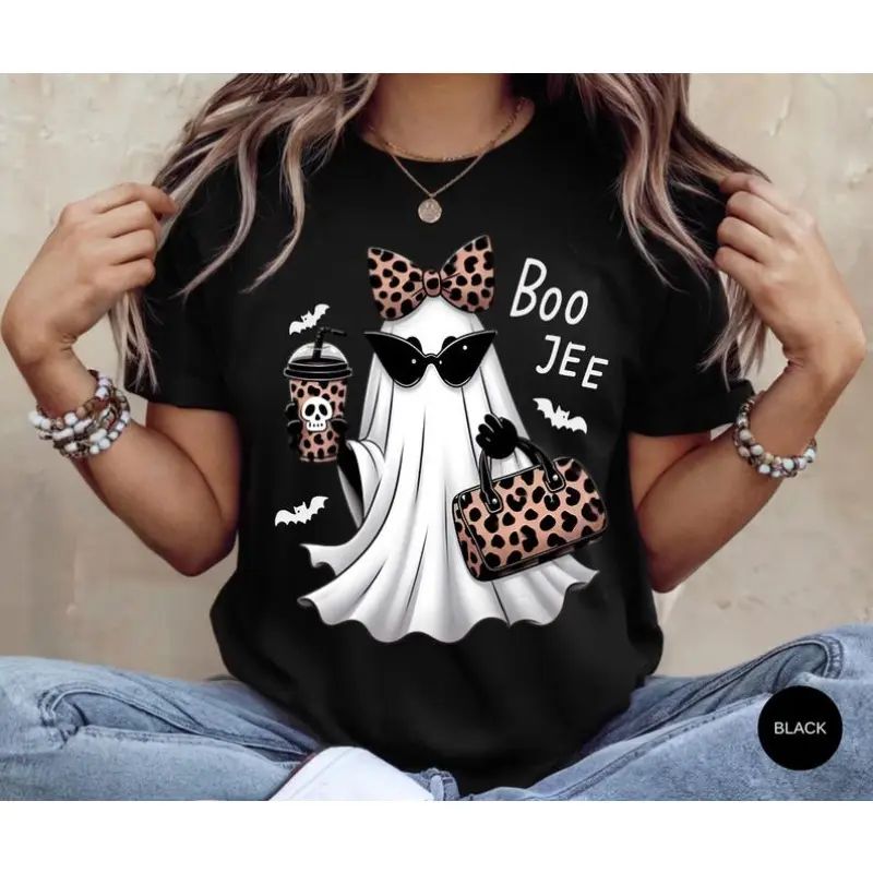 Boo-Jee Ghost Shirt Leopard Ghost Tee Ghost Coffee Shirt Funny Fall Shirt