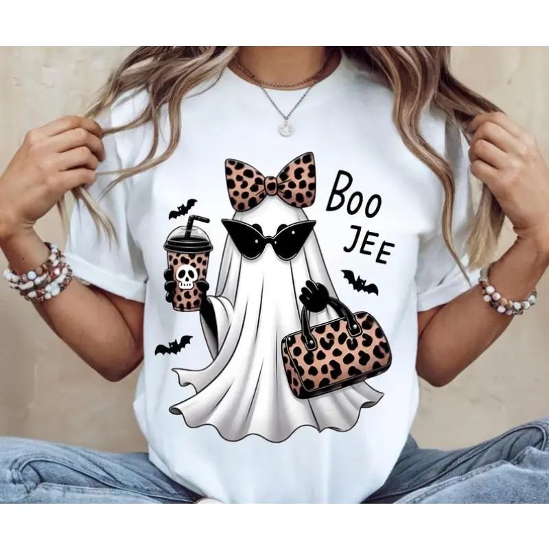 Boo-Jee Ghost Shirt Leopard Ghost Tee Ghost Coffee Shirt Funny Fall Shirt