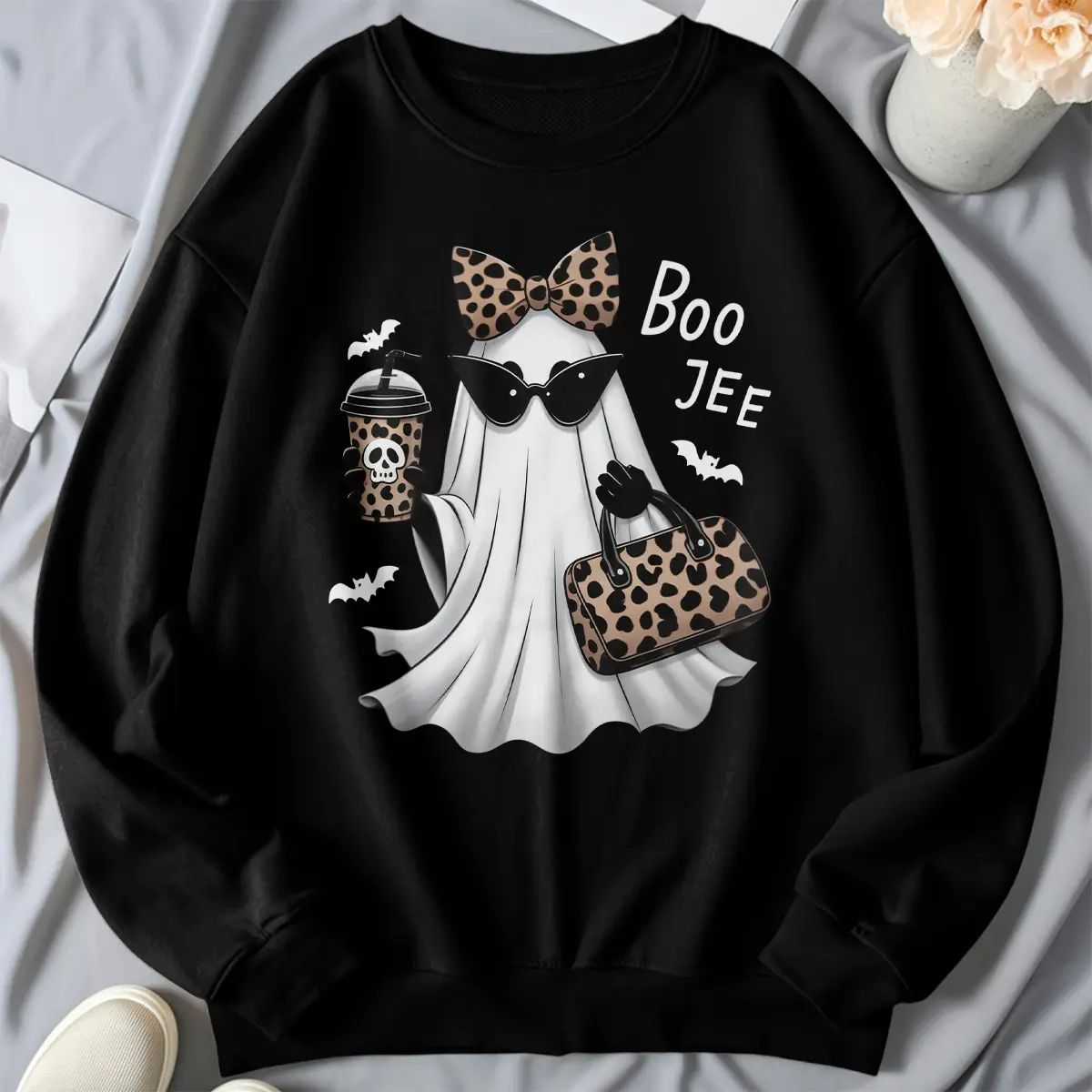 Boo-Jee Ghost Shirt Leopard Ghost Tee Ghost Coffee Shirt Funny Fall Shirt
