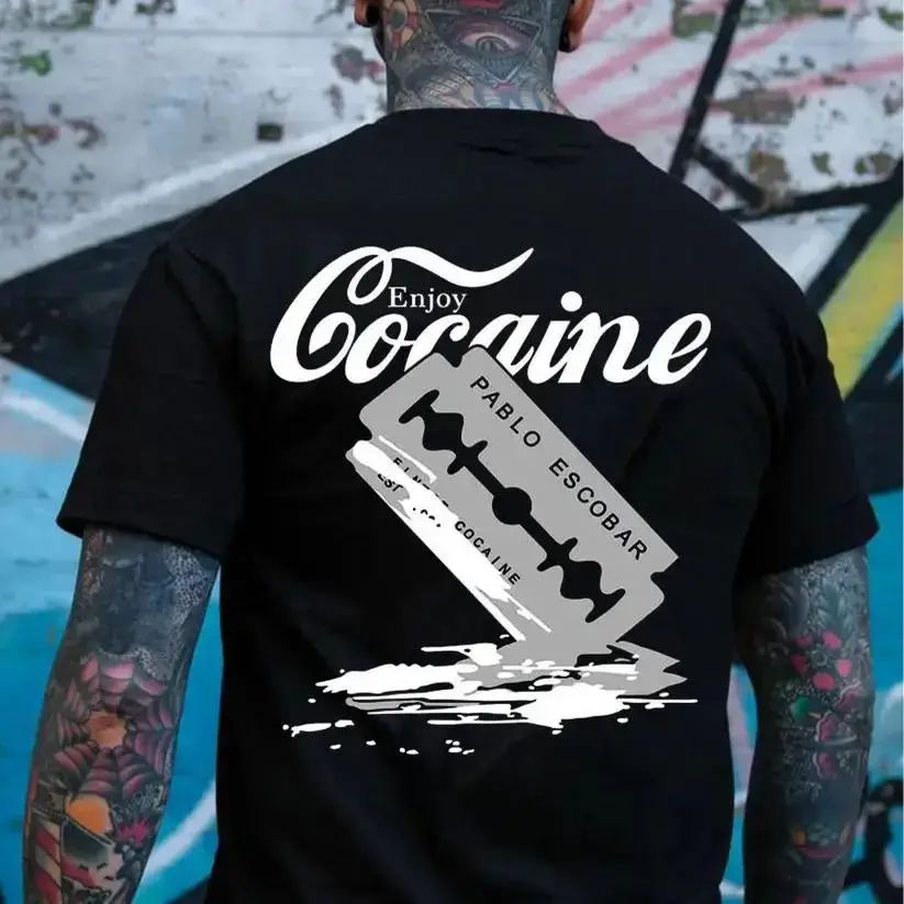 Menswear ENJOY PABLO ESCOBAR Black Print T-Shirt