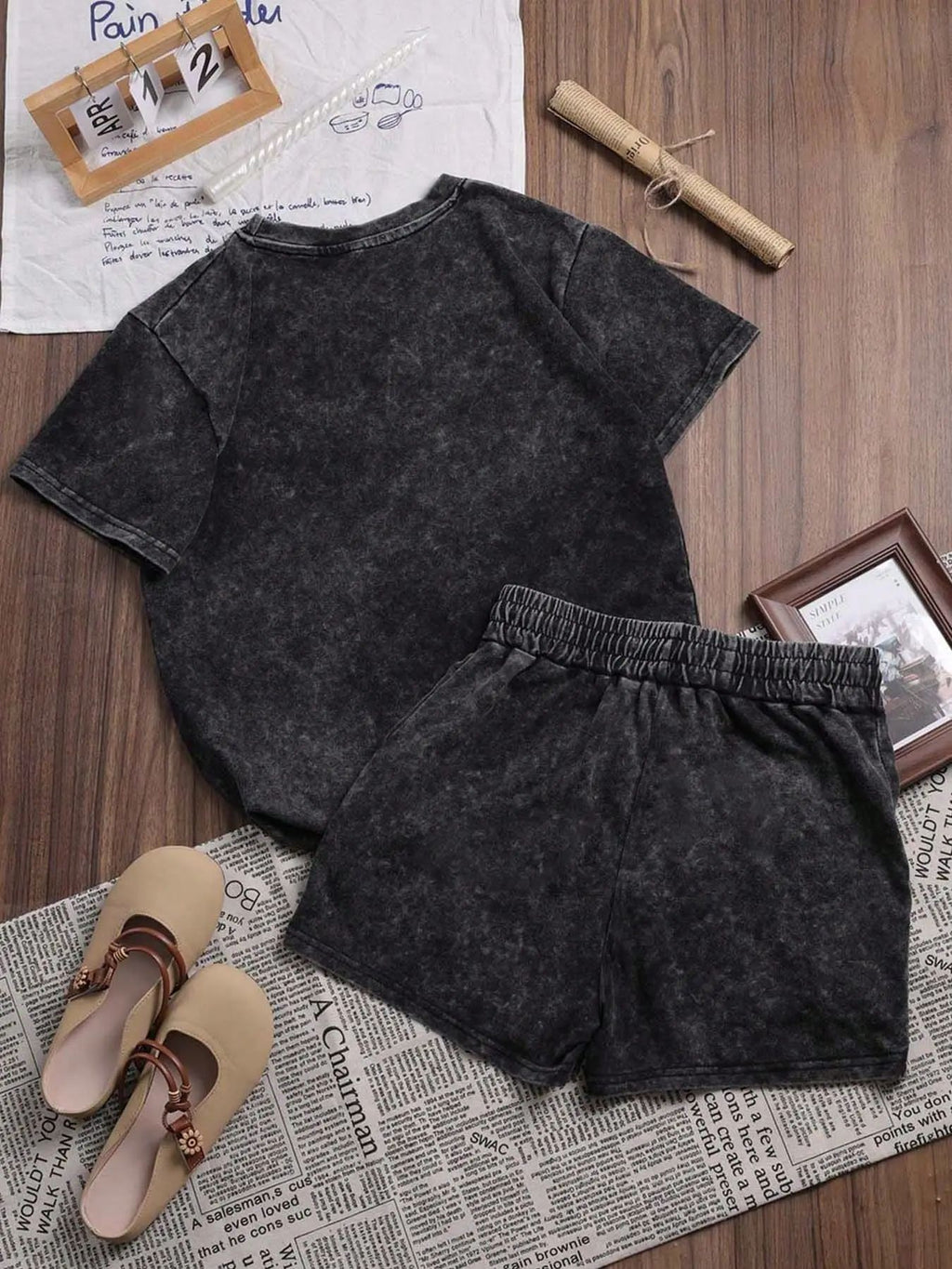 Women's Casual Fitted Washed Two-Piece Set, Ghost Face Print