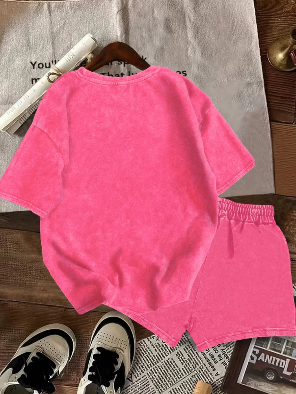 Women's Casual Fitted Washed Two-Piece Set, Ghost Face Print