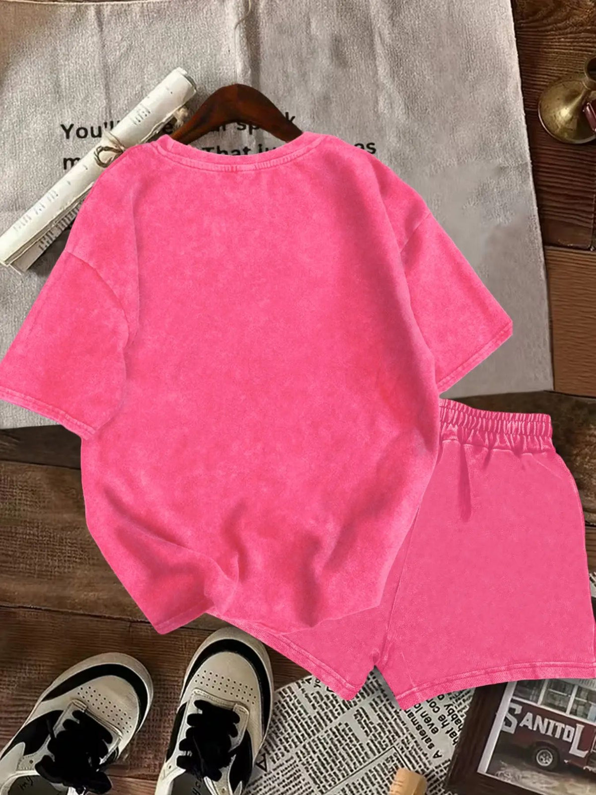Women's Casual Fitted Washed Two-Piece Set, Ghost Face Print