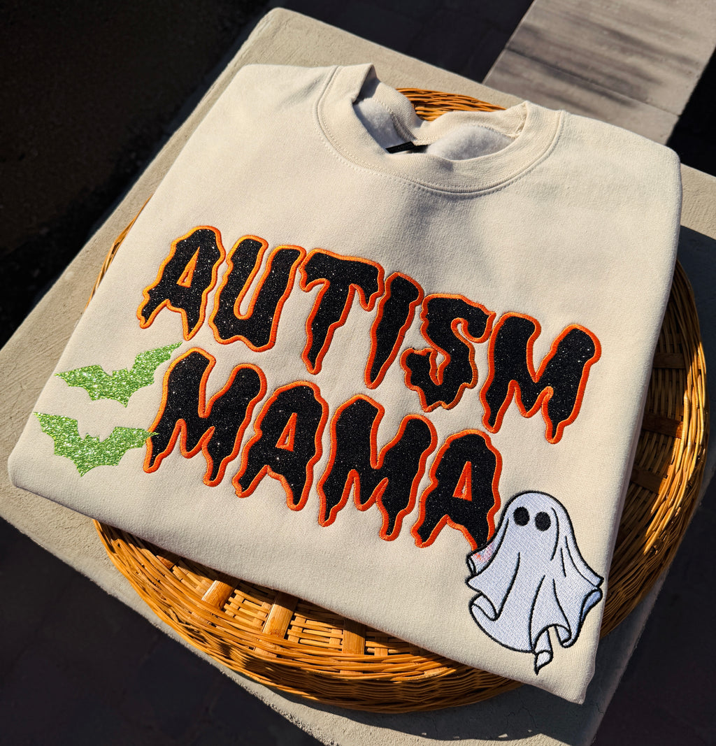Autism Mama bats embroidered crewneck