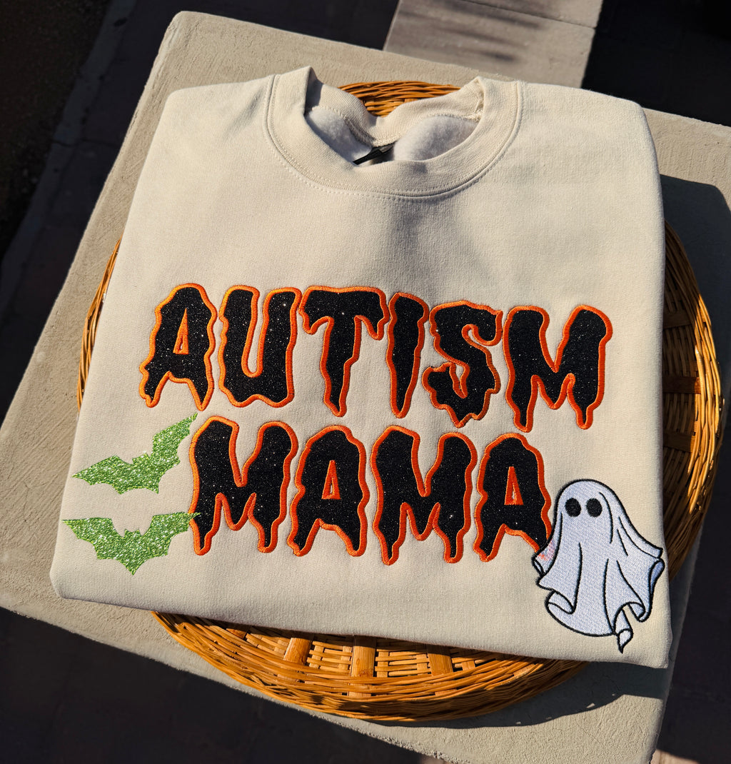 Autism Mama bats embroidered crewneck