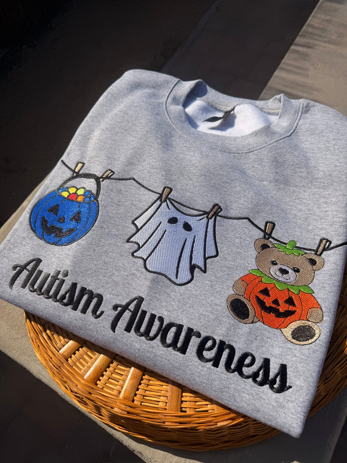 Autism Awareness Spooky season embroidered sweater