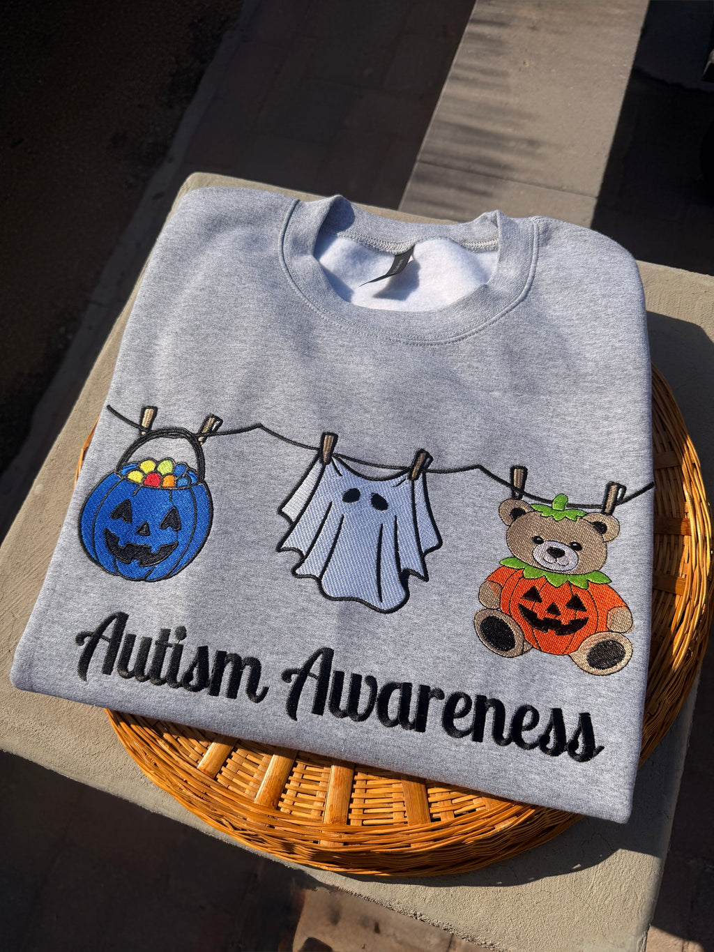 Autism Awareness Spooky season embroidered sweater