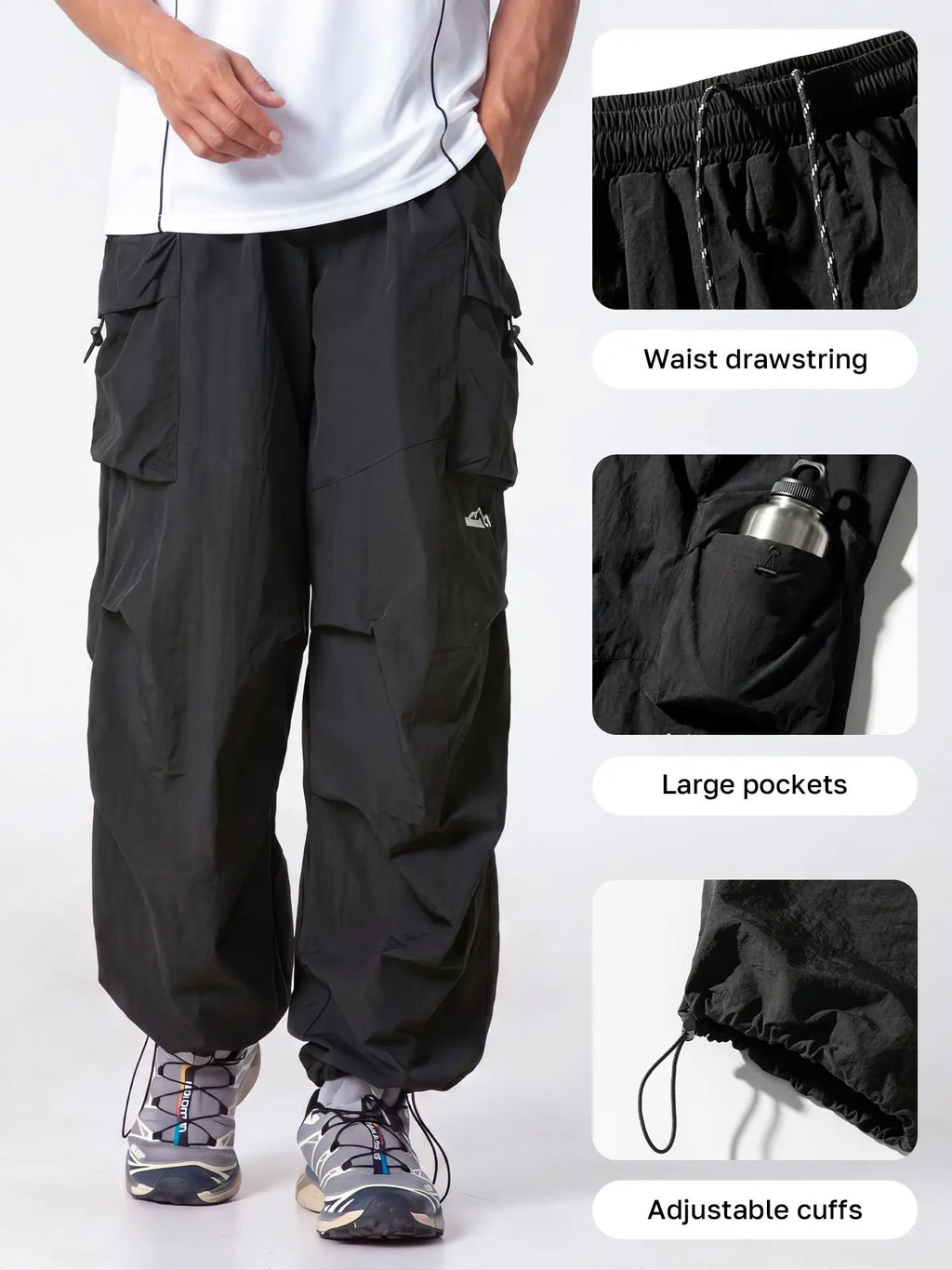 Men's Loose-Cut Hiking Pants - Lightweight Water-Resistant Quick-Dry Male Clothing