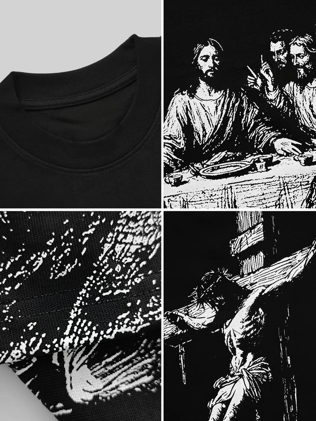Last Supper & Crucifixion Graphic T-Shirt – Vintage Christian Faith Tee