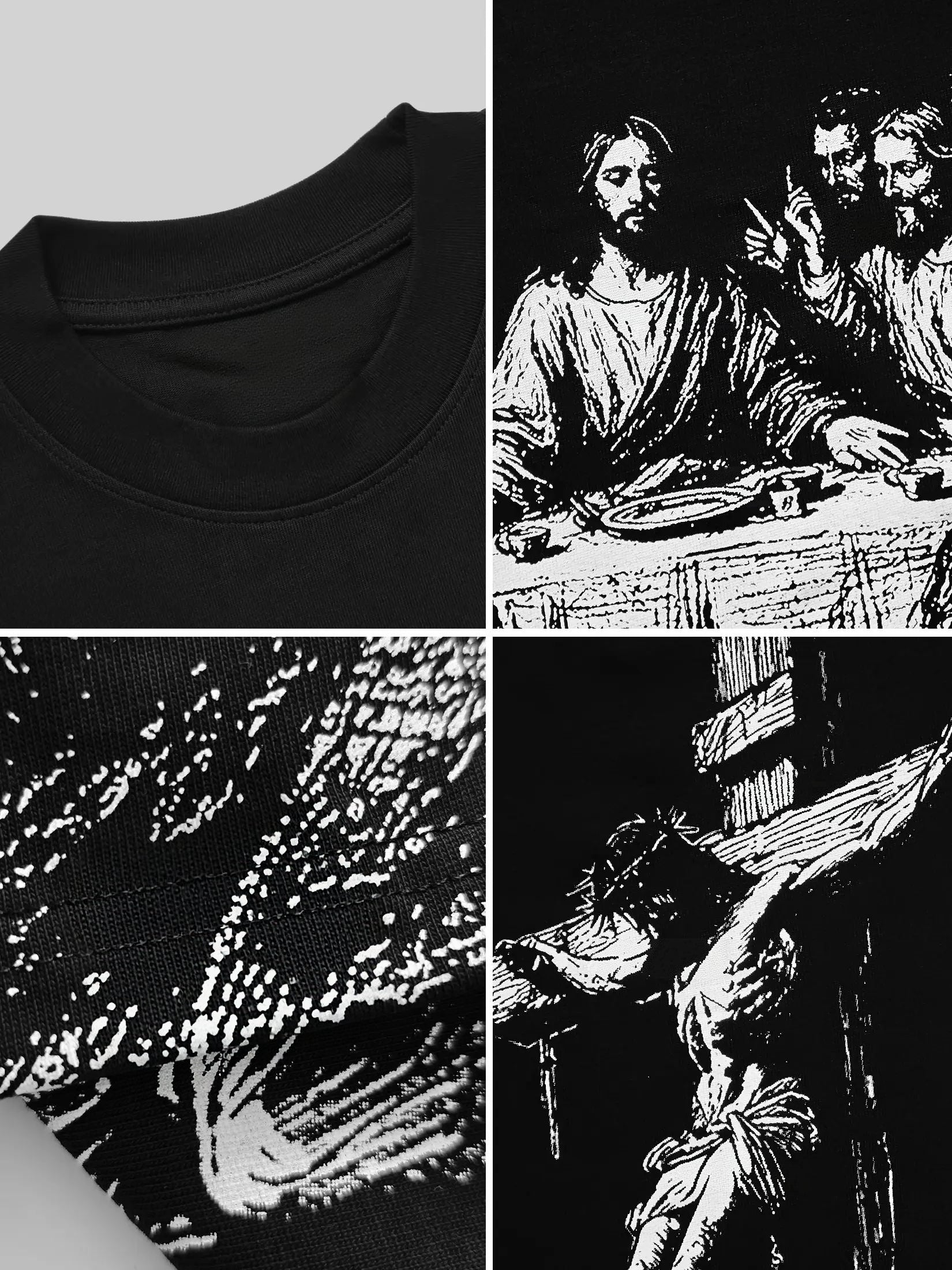 Last Supper & Crucifixion Graphic T-Shirt – Vintage Christian Faith Tee