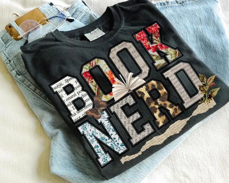 Book Nerd PRINTED Vintage T-shirt Retro Bookish Trendy Lover Retro Tee