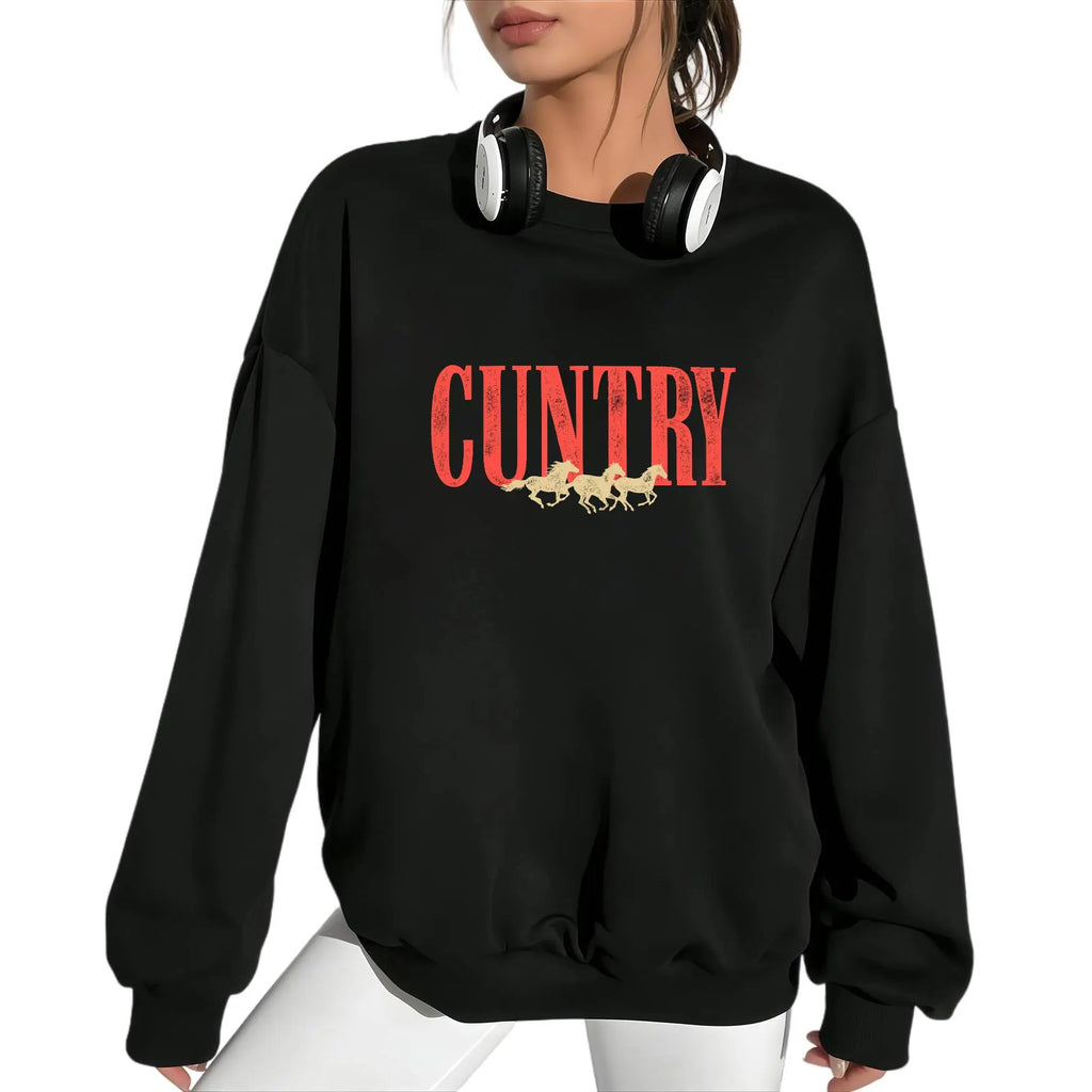 Vintage Country Cotton Casual Top - Retro Funny Cowgirl Rodeo Print T-Shirt