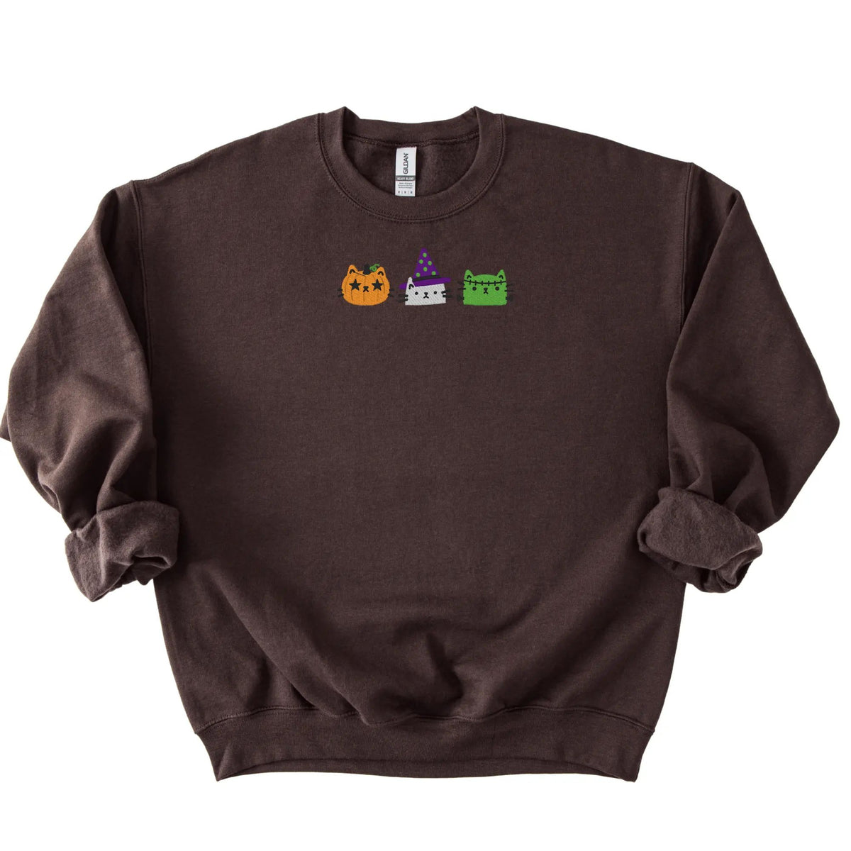Embroidered Cat Sweatshirt, Halloween Cat Crewneck