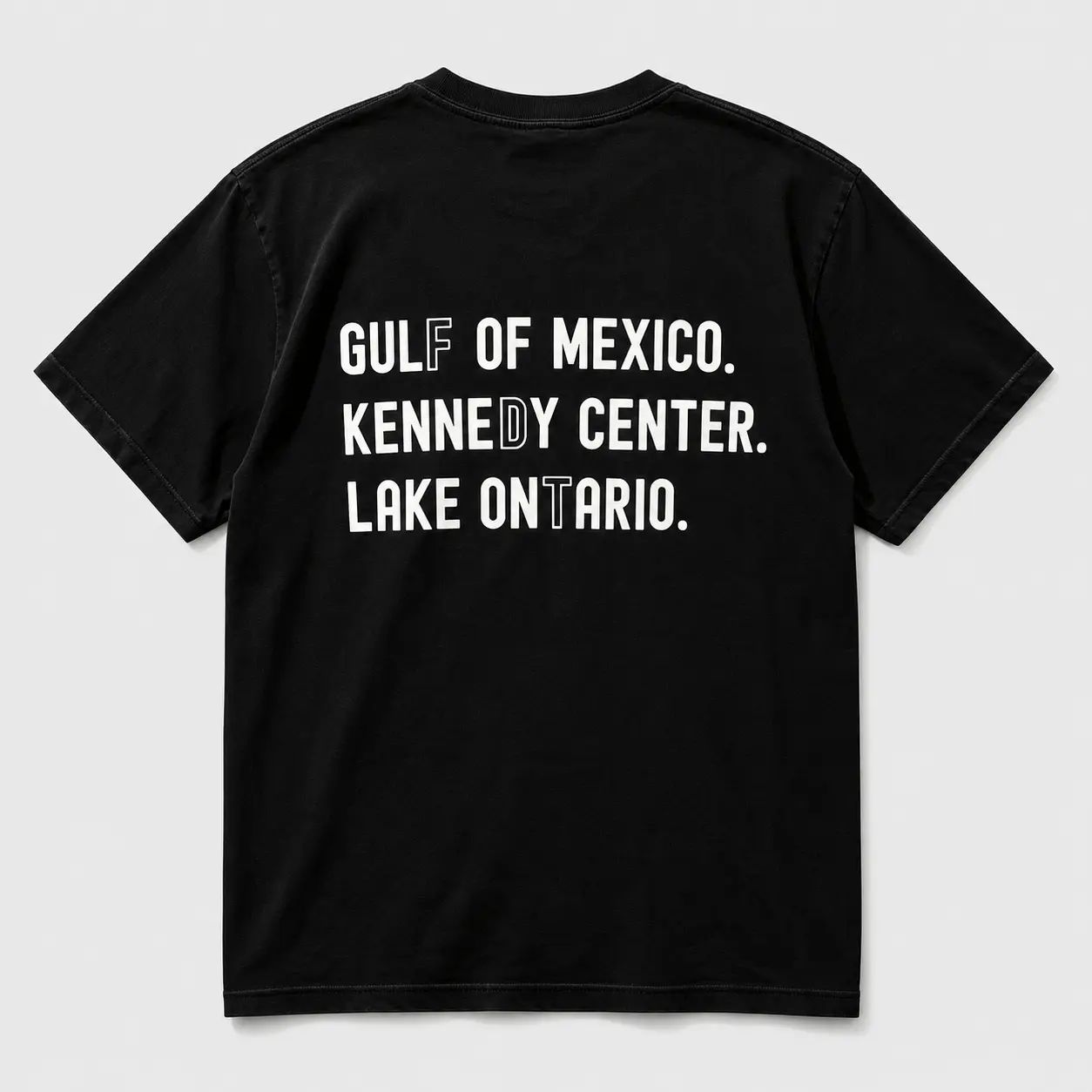 Gulf Of Mexico Kennedy Center Lake Ontario Funny Political Meme Back‑Print Graphic T‑Shirt