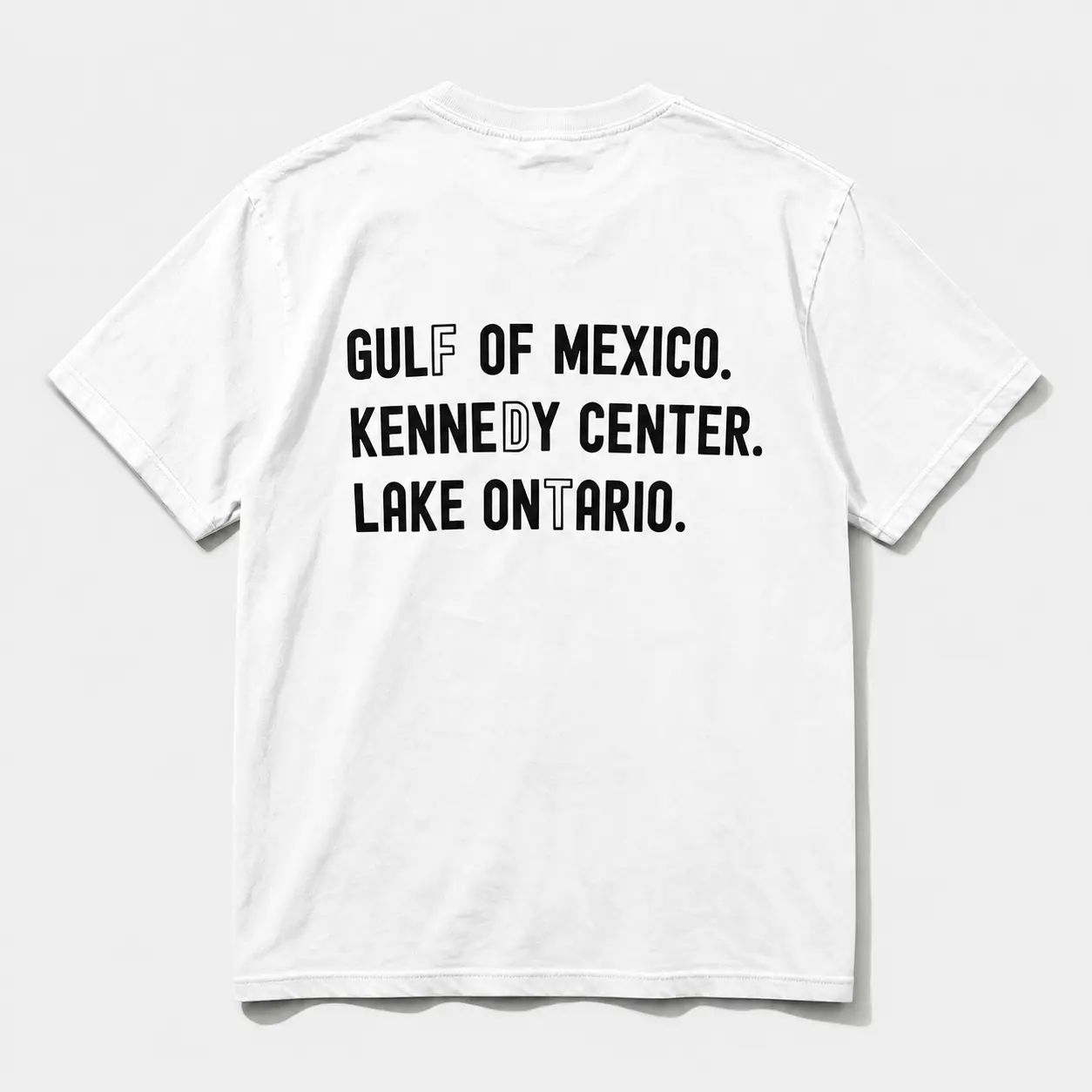 Gulf Of Mexico Kennedy Center Lake Ontario Funny Political Meme Back‑Print Graphic T‑Shirt