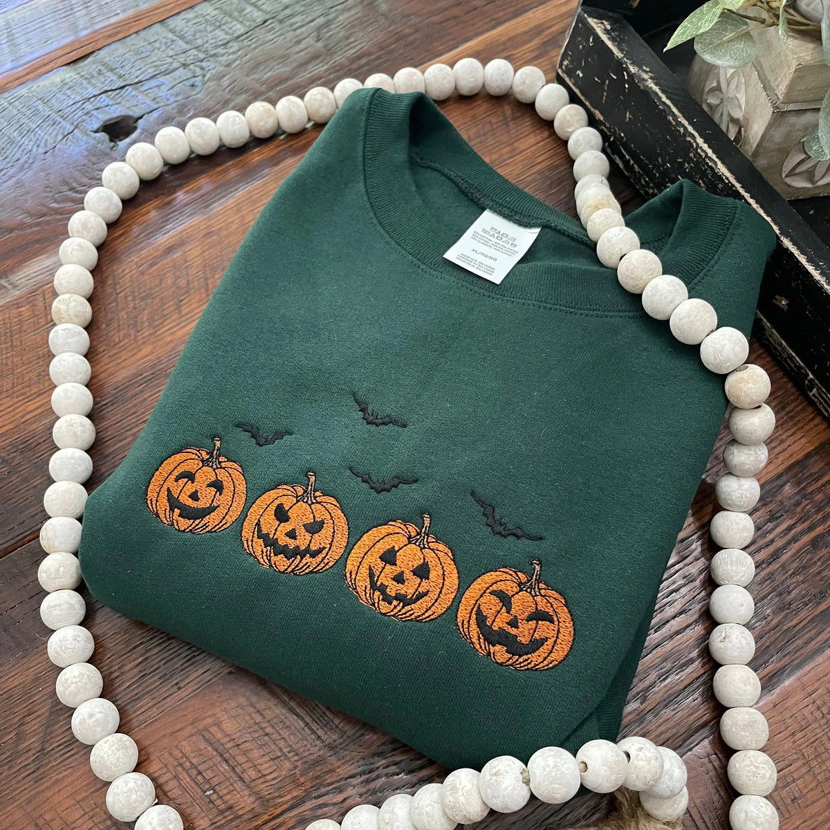Vintage Pumpkins Embroidered Sweatshirt Cotton Spooky